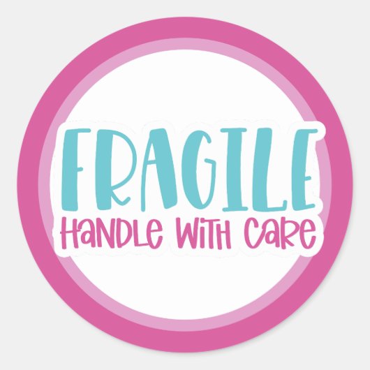 Fragile Handhabung mit Vorsicht Runder Aufkleber (Vorderseite)