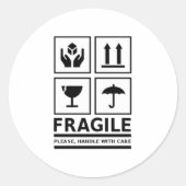 Fragile Handhabung Runder Aufkleber (Vorderseite)