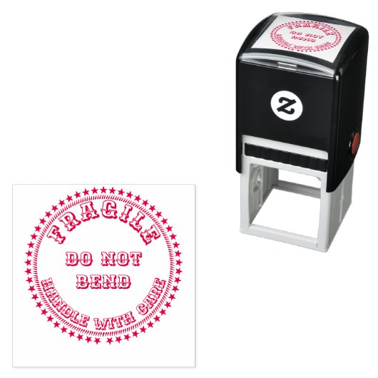 Fragile Handhabung vorsichtig biegen nicht rund ro Permastempel (Beispiel)