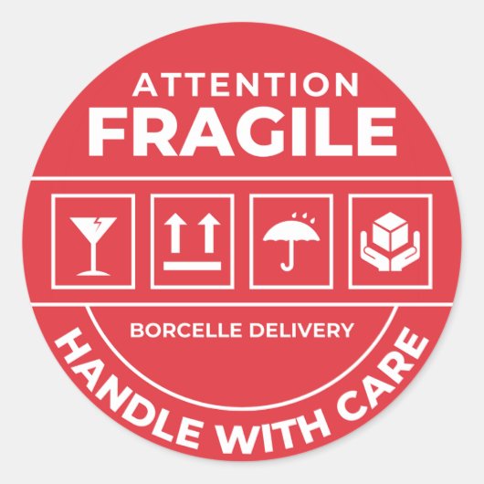 Fragile Handle With Care Shipping Sticker (Vorderseite)