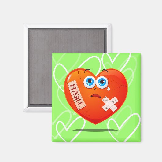 Fragile Herz, Magnet (Vorderseite/Rückseite)
