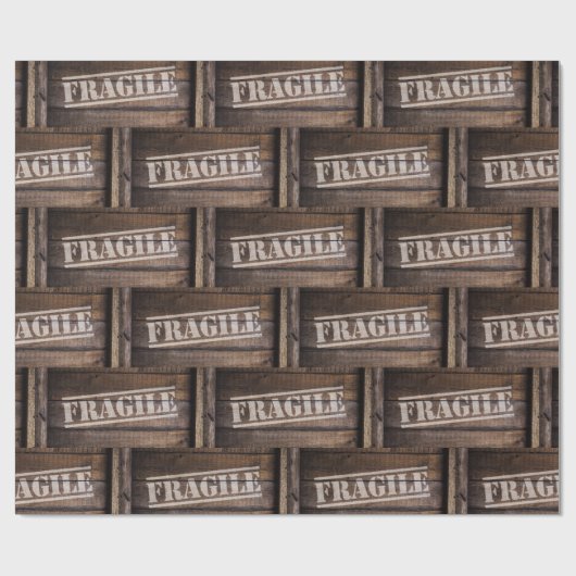 Fragile Holzkiste Vintag Geschenkpapier (Flach)