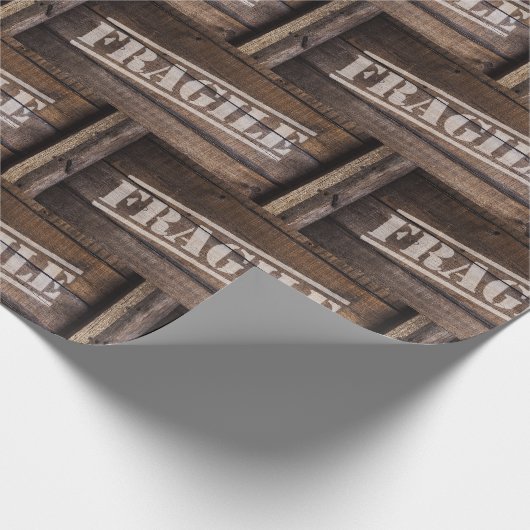 Fragile Holzkiste Vintag Geschenkpapier (Ecke)