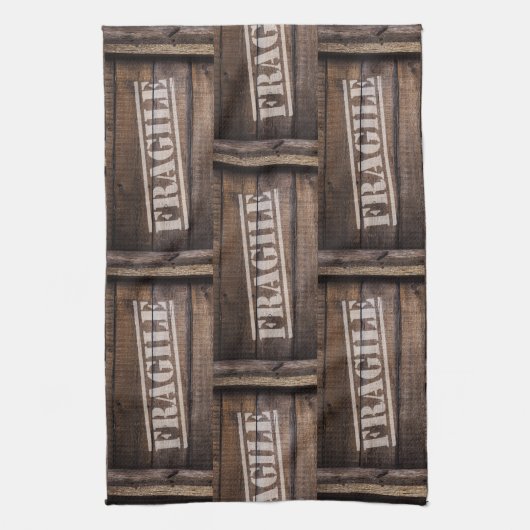 Fragile Holzkiste Vintag Geschirrtuch (Vertikal)