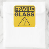 Fragile Lieferung oder Versand von Glas Quadratischer Aufkleber (Tasche)
