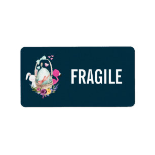 Fragile Niedliche Eier, rosa Flamingo und sonnige  Adressaufkleber