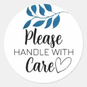 Fragile please handle with care with leaf runder aufkleber (Vorderseite)