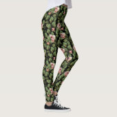 Fragile Rose. Blumenmuster auf schwarz Leggings (Rechts)