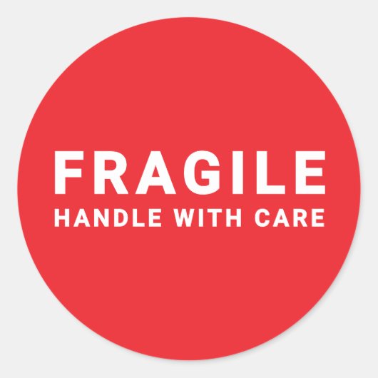 Fragile Sticker | Handhabung mit vorsichtigem Rot (Vorderseite)