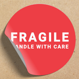 Fragile Sticker Handhabung mit vorsichtigem Rot