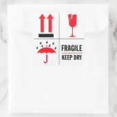 Fragile Versandmarke Quadratischer Aufkleber (Tasche)