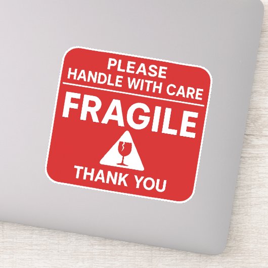 Fragile - Vorsichtig behandeln - Versandlabel-Desi Aufkleber (Detail)
