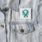 Fragile X Aquamarin Awareness Angel Ribbon Button (Beispiel)
