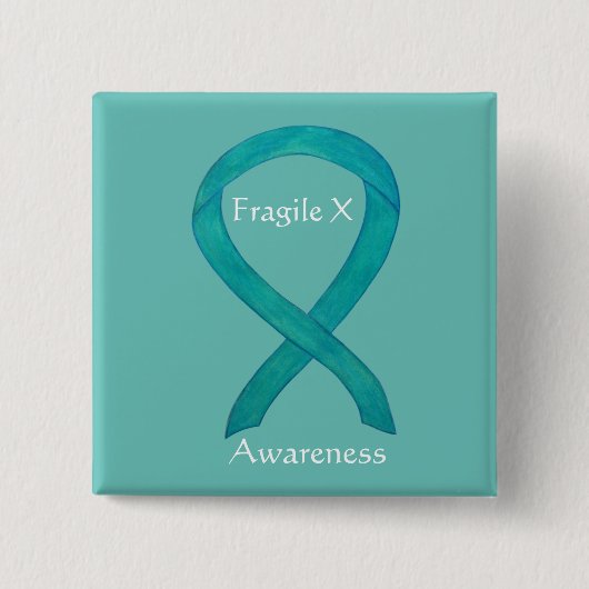 Fragile X Aquamarin Awareness Custom Ribbon Button (Vorderseite)