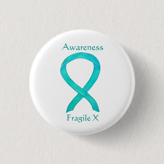 Fragile X Aquamarin Awareness Custom Ribbon Button (Vorderseite)