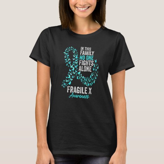 Fragile X Awareness Month Butterflies Teal Ribbon T-Shirt (Vorderseite)