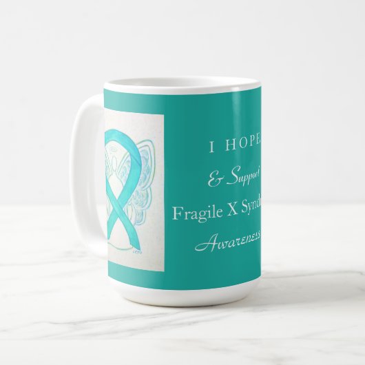 Fragile X Syndrome Awareness Ribbon Angel Tasse (Vorderseite Links)