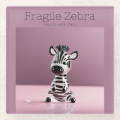 Fragile Zebra: Mit Vorsicht umgehen Glasuntersetzer (Vorderseite)