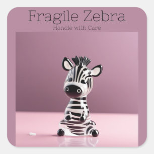 Fragile Zebra: Mit Vorsicht umgehen Quadratischer Aufkleber