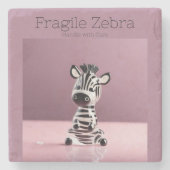 Fragile Zebra: Mit Vorsicht umgehen Steinuntersetzer (Vorderseite)
