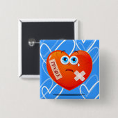 Fragiles Herz, Knopf Button (Vorne & Hinten)
