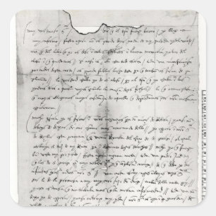 Fragment des Buchstaben geschrieben von Quadratischer Aufkleber