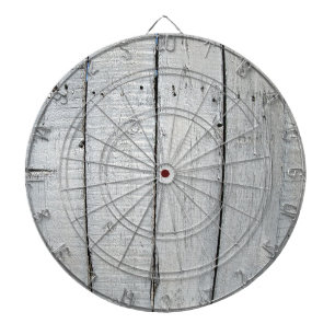 Fragment eines alten Holzzauns, grau gestrichen Dartscheibe