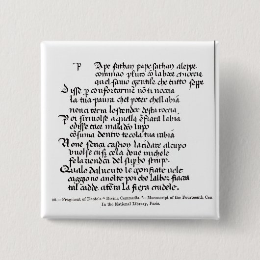Fragment von Dantes 'Divina Commedia Button (Vorderseite)