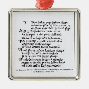 Fragment von Dantes 'Divina Commedia Silbernes Ornament