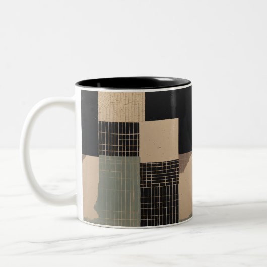 Fragmente Abstrakter Druckcup Zweifarbige Tasse (Links)