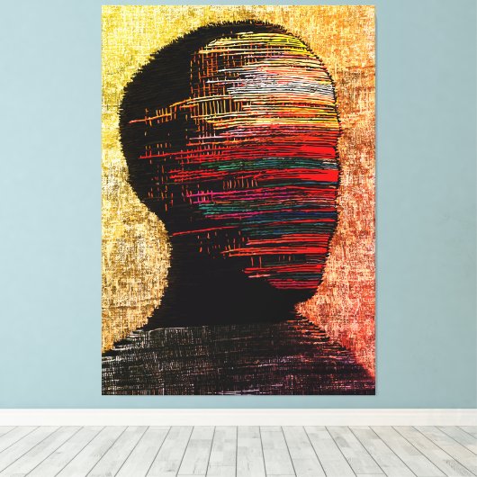 Fragmentierte Identität - farbenfrohe Abstrakte Th Leinwanddruck (Insitu (Holzboden))