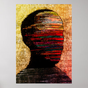 Fragmentierte Identität – Farbige abstrakte Fadenk Poster
