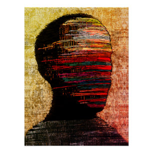 Fragmentierte Identität – Farbige abstrakte Fadenk Poster