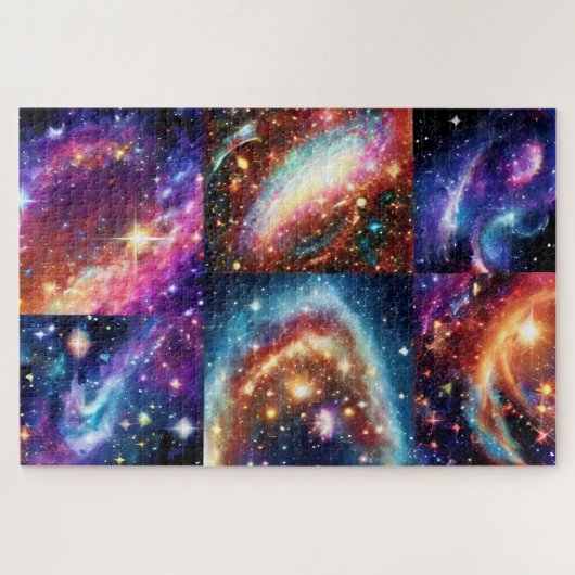 Fragmentierte Lila Gold Space Sky Cosmos Puzzle (Horizontal)