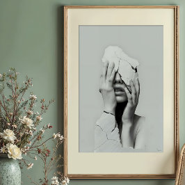 Fragmentierte Stille - surreal gebrochenes Portrai Poster