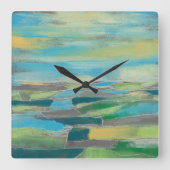 fragmentiertes Feld I Quadratische Wanduhr (Vorderseite)