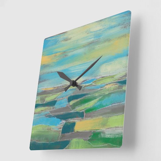 fragmentiertes Feld I Quadratische Wanduhr (Winkel)