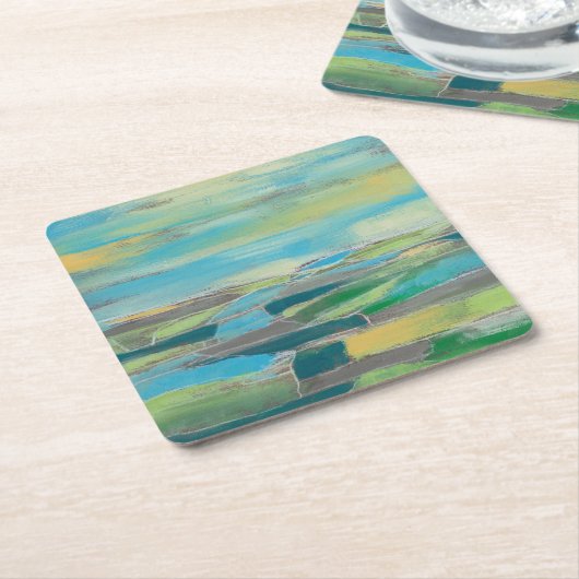 fragmentiertes Feld I Rechteckiger Pappuntersetzer (angewinkelt)