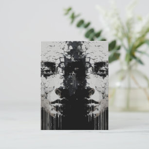 Fragmentiertes Gesicht: dunkle Abstrakte Ausdrücke Postkarte