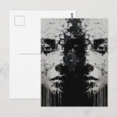 Fragmentiertes Gesicht: dunkle Abstrakte Ausdrücke Postkarte (Vorne/Hinten)