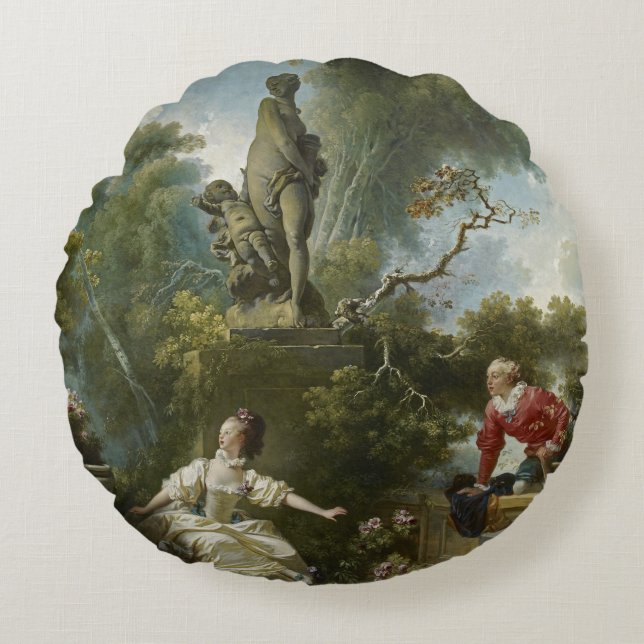Fragonard Fortschritt der Liebe die Verabredung Rundes Kissen (Vorderseite)