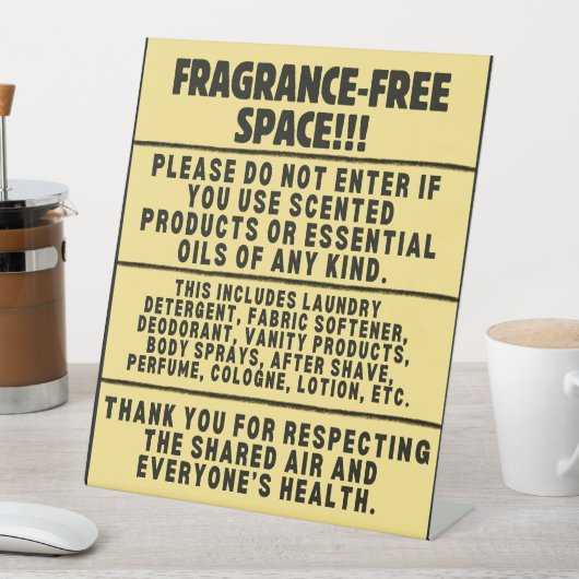 Fragrance-Free Desk Sign Sockelschild (In Situ)