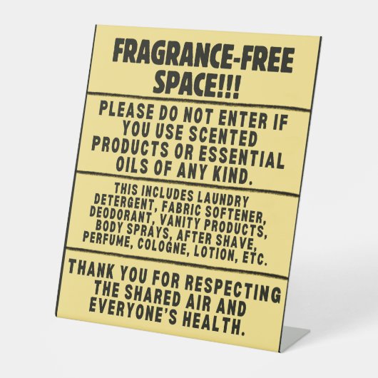 Fragrance-Free Desk Sign Sockelschild (Vorderseite)