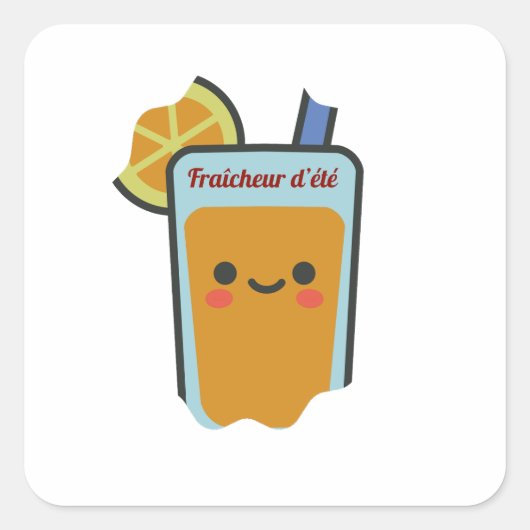 Fraîcheur d'été quadratischer aufkleber (Vorderseite)