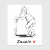 Frail Old Man mit Cane Sketch Aufkleber (Blatt)