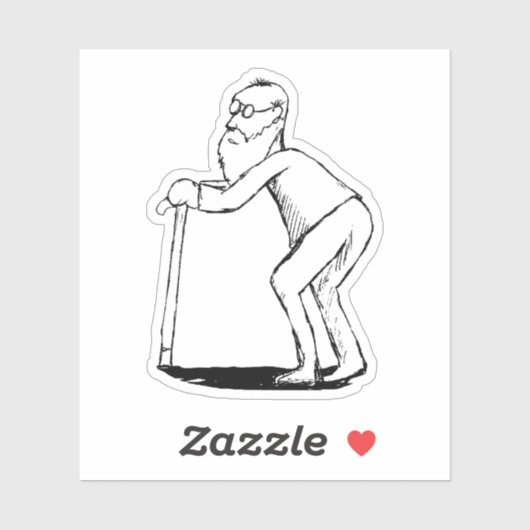 Frail Old Man mit Cane Sketch Aufkleber (Blatt)