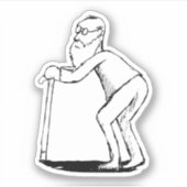 Frail Old Man mit Cane Sketch Aufkleber (Vorderseite)