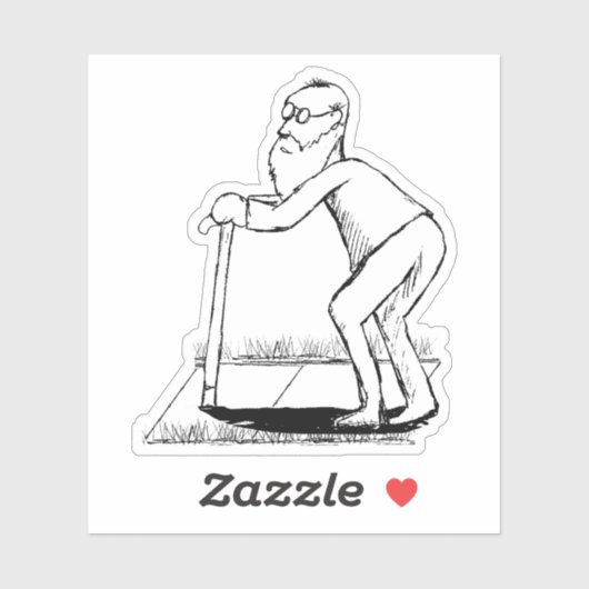 Frail Old Man on Sidewalk Sketch Aufkleber (Blatt)