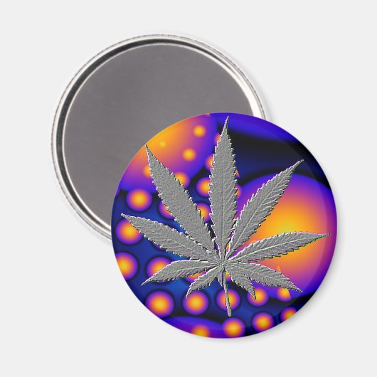 Fraktal2s mit geprägtem Potblatt Magnet (Vorderseite/Rückseite)