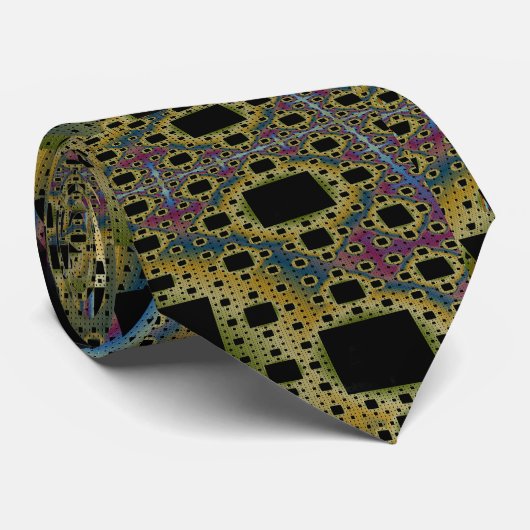 Fraktal 3D Sci Fi Cube Printed Circuit Man Krawatt Krawatte (Gerollt)